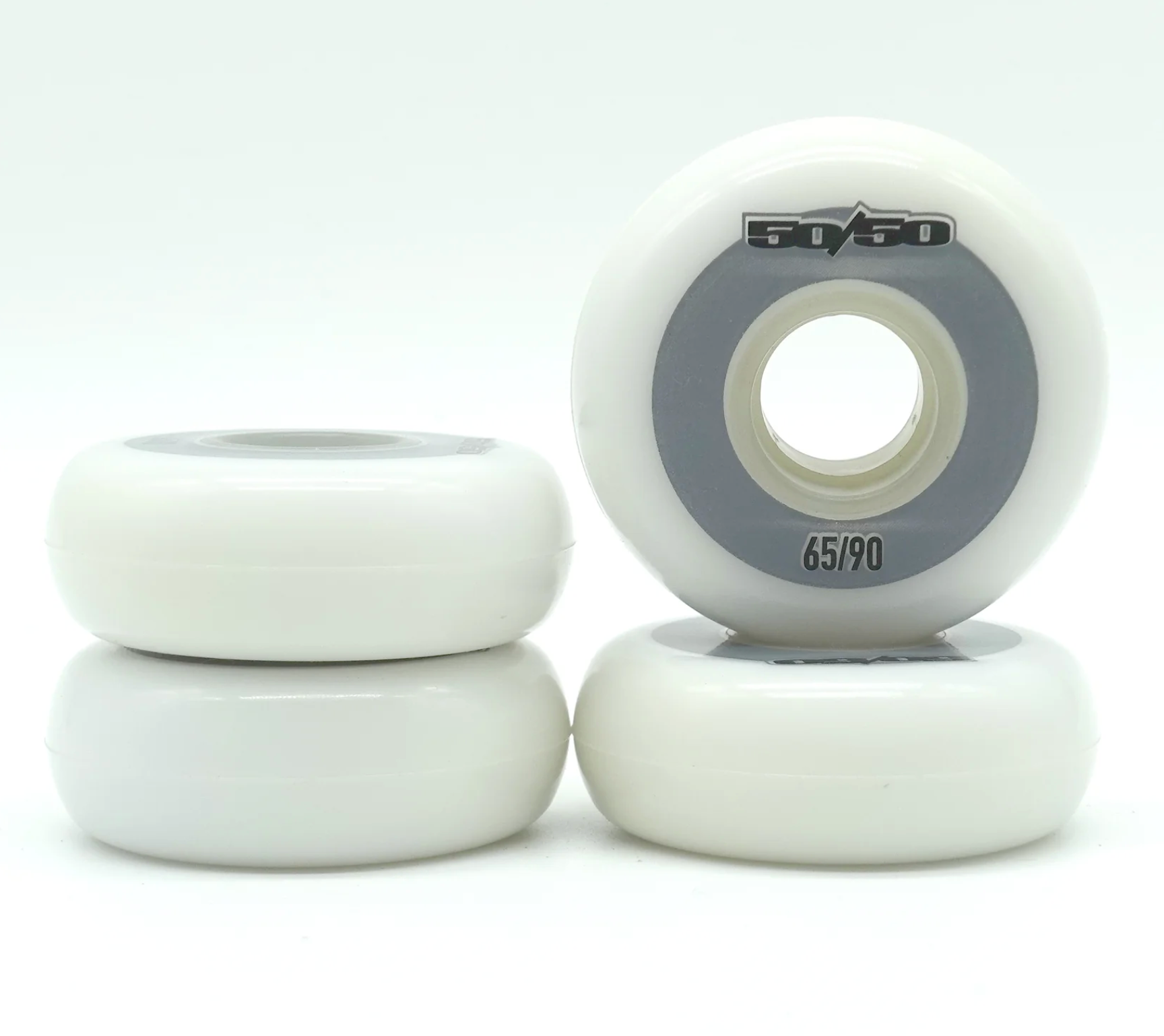 White 50/50 65mm Inline Skate Wheels, Intuition Skate Shop, Skate Shops Near Me