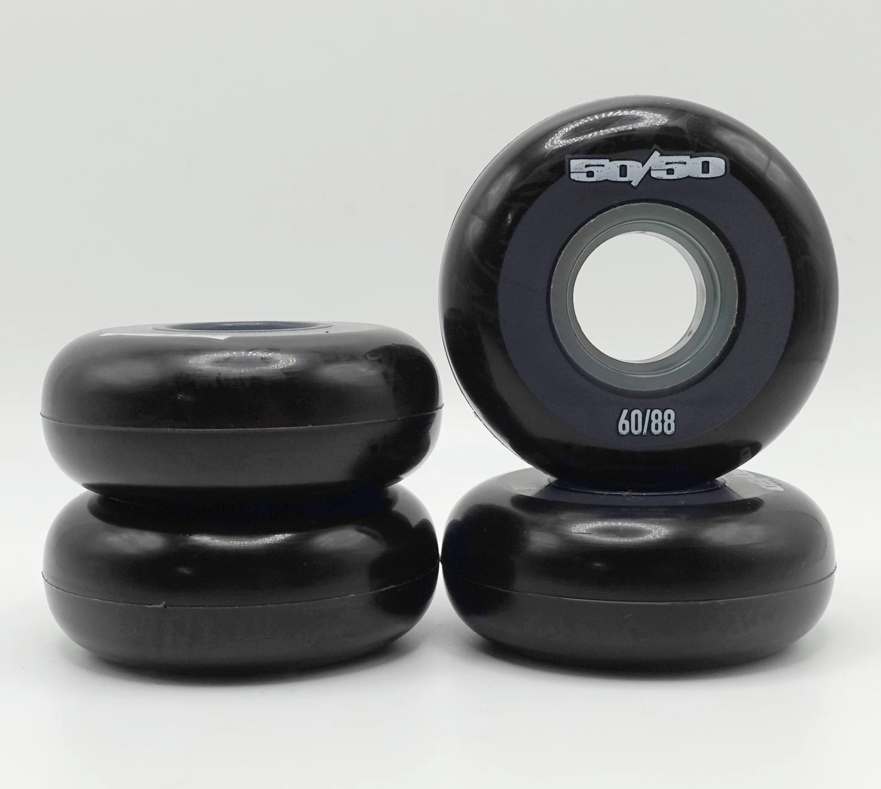 Black 50/50 60mm Inline Skate Wheels, Intuition Skate Shop, Skate Shope Near Me, Rollerblades