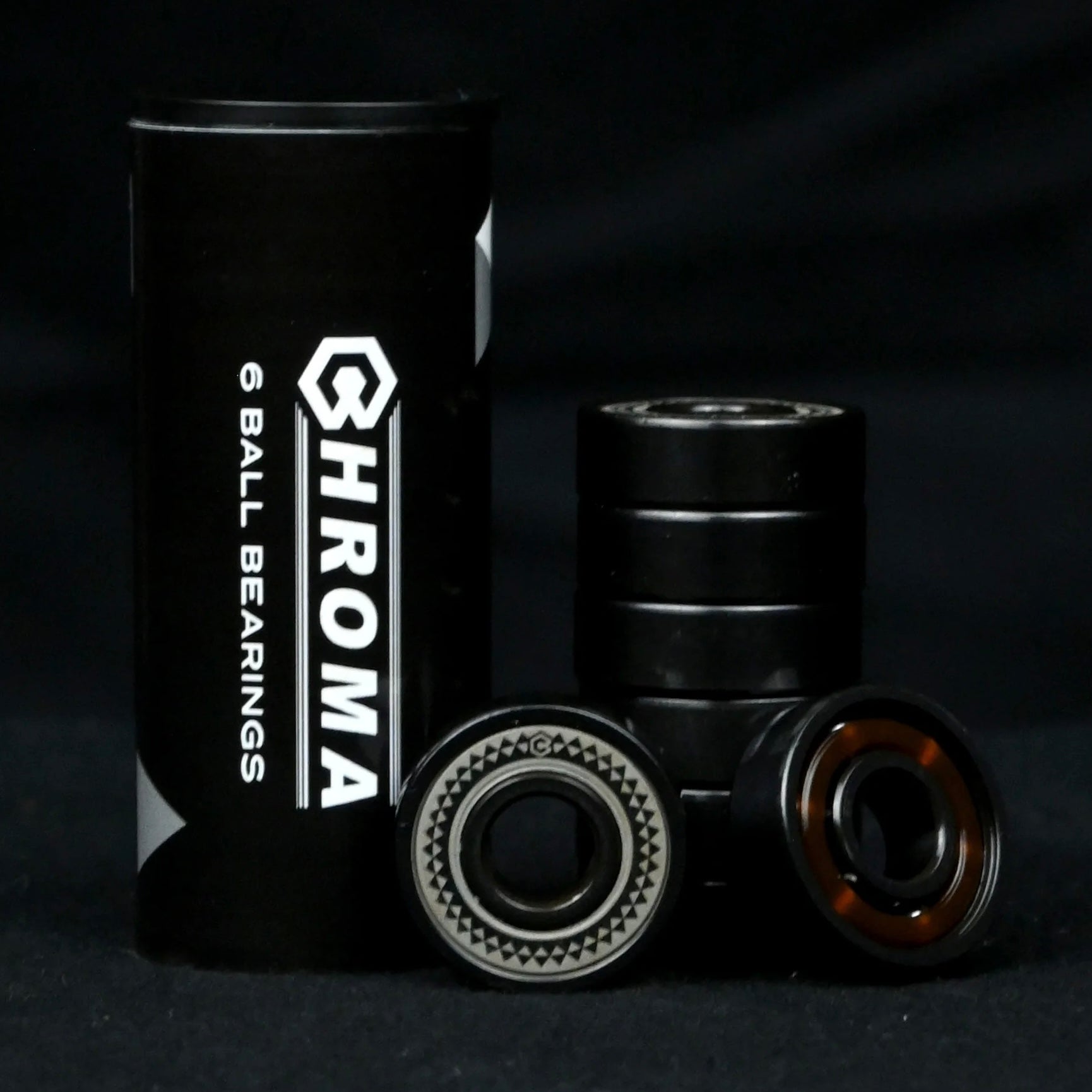 Black Chroma 6 Ball Skate Bearings for Rollerblades and Roller Skates, Intuition Skate Shop, Skate Shops Near Me