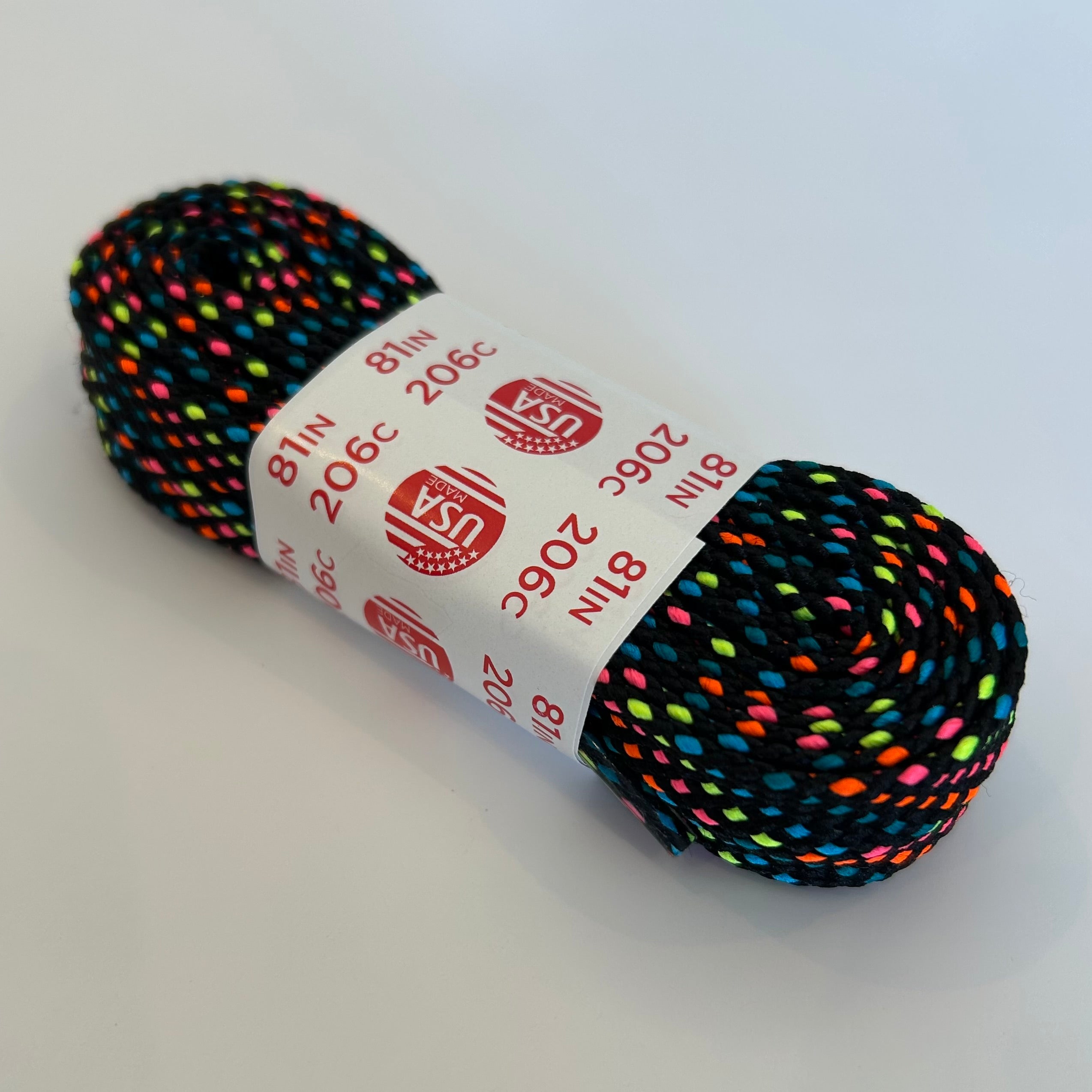 Black with Multi Color Diamonds Cotton Sure Grip 81" Inch Roller Skate Laces, Intuition Skate Shop, Skate Shops Near Me, Roller Skates