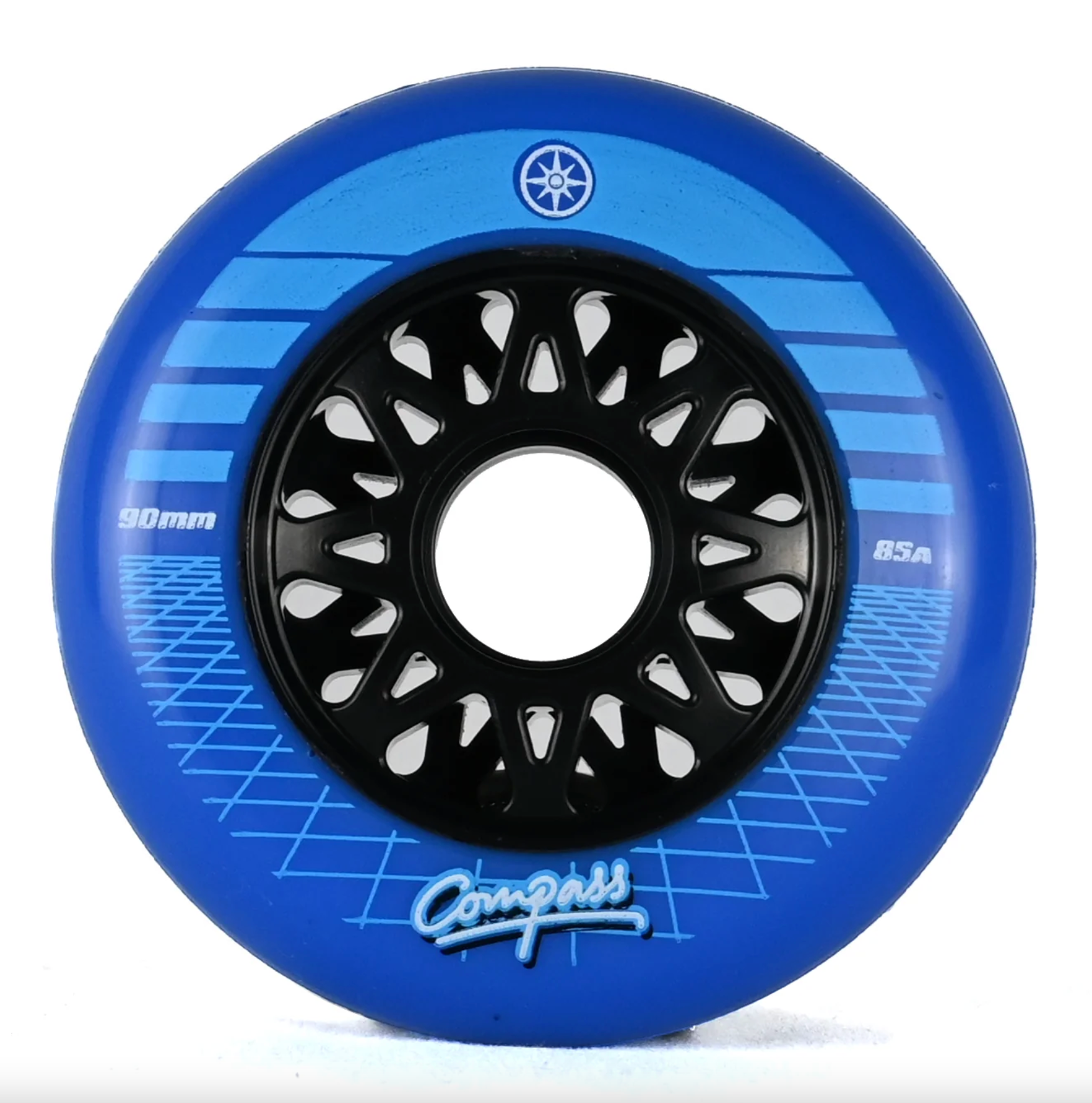 Blue Compass 90mm Synthwave Inline Skate Wheels at Intuition Skate Shop Bakersfield and Santa Monica