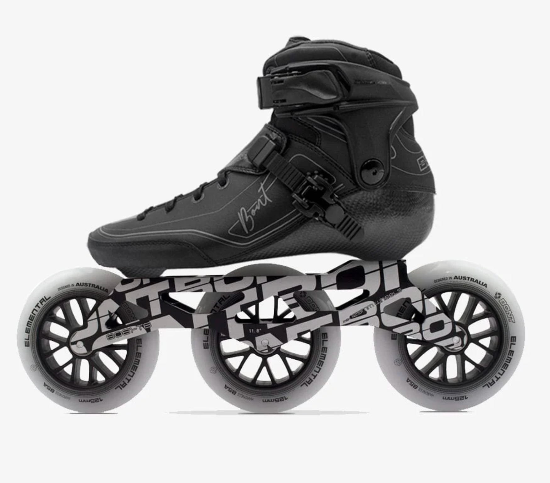 Black Bont Semi Race III Inline Speed Skates, Intuition Skate Shop, Skate Shops Near Me, Carbon Fiber Rollerblades
