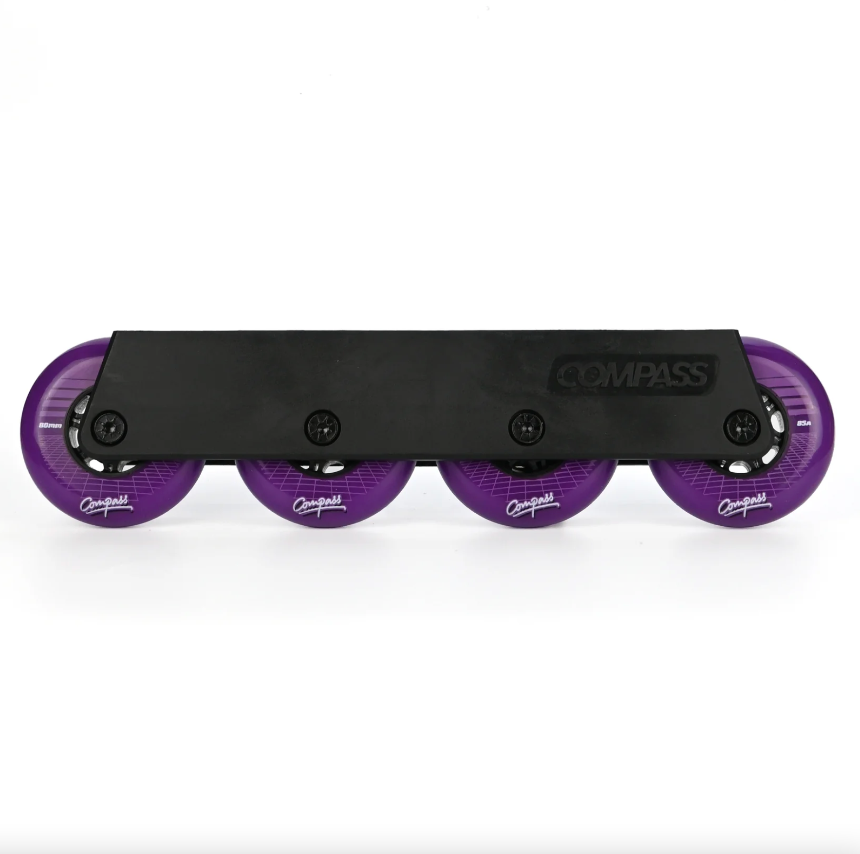 Compass 80mm Black Frames with Synthwave Purple Wheels, Intuition Skate Shop, Skate Shops Near Me, Inline Skates
