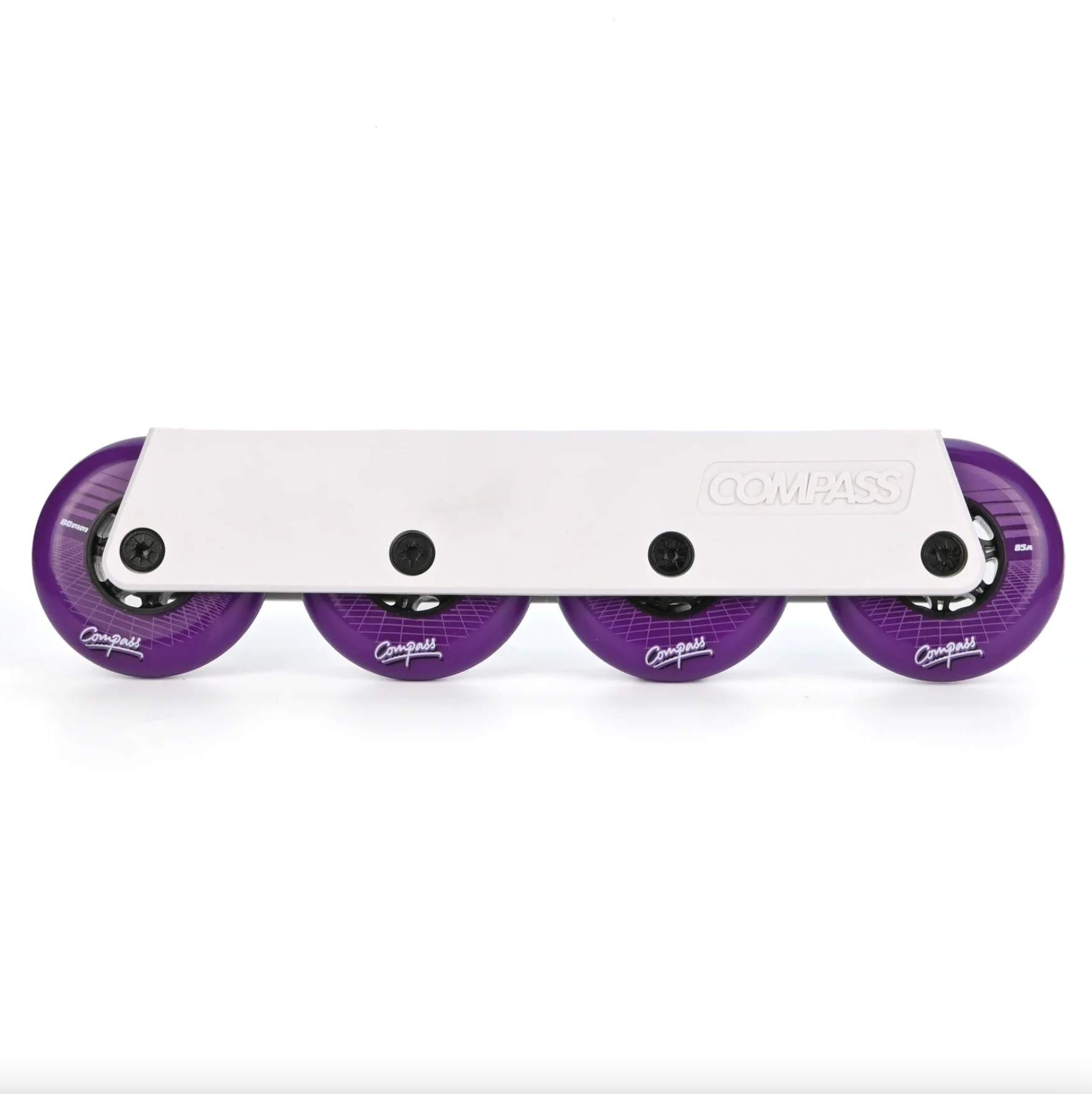 Compass 80mm White Frames with Synthwave Purple Wheels, Intuition Skate Shop, Skate Shops Near Me, Inline Skates