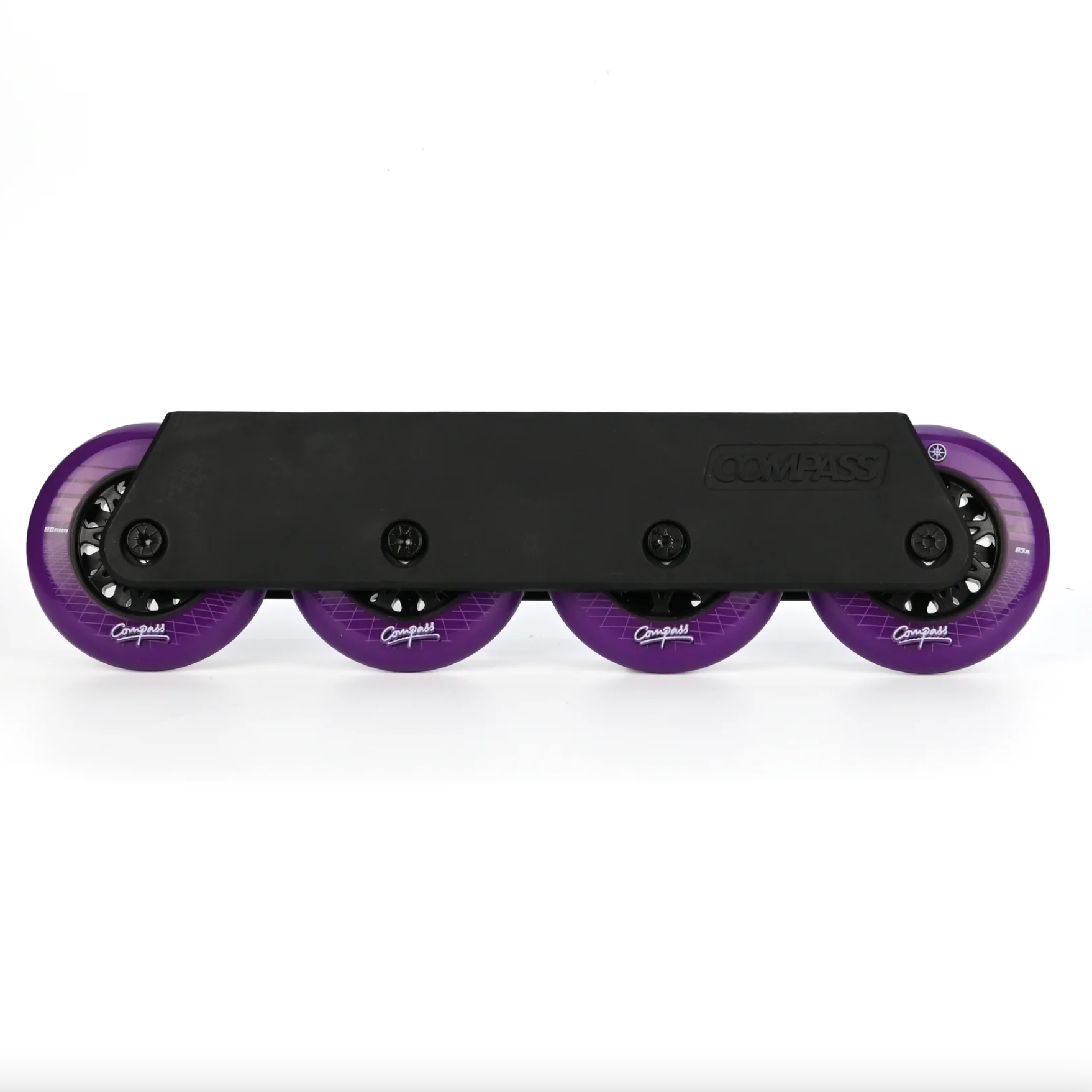 Compass 90mm Black Frames with Synthwave Purple Wheels, Intuition Skate Shop, Skate Shops Near Me, Inline Skates