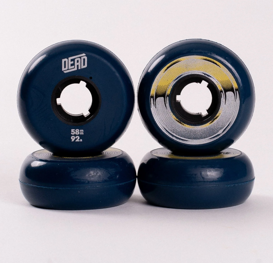 Navy Blue Dead 58mm 92a Inline Skate Wheels at Intuition Skate Shop, Aggressive Inline Skating