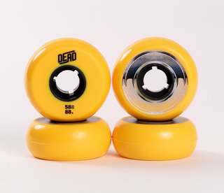 Yellow Dead 58mm 88a Inline Skate Wheels at Intuition Skate Shop, Aggressive Inline Skate Wheels