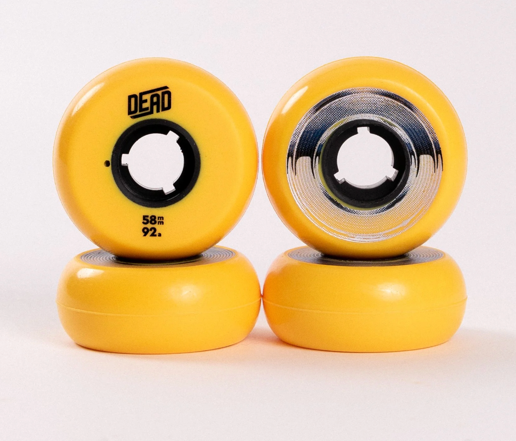 Yellow Dead 58mm 92a Inline Skate Wheels at Intuition Skate Shop, Aggressive Inline Skate Wheels