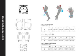 FR Protective 3 Pack Pads Set Size Chart, Intuition Skate Shop, Skate Shops Near Me, Inline Skates Roller Skates