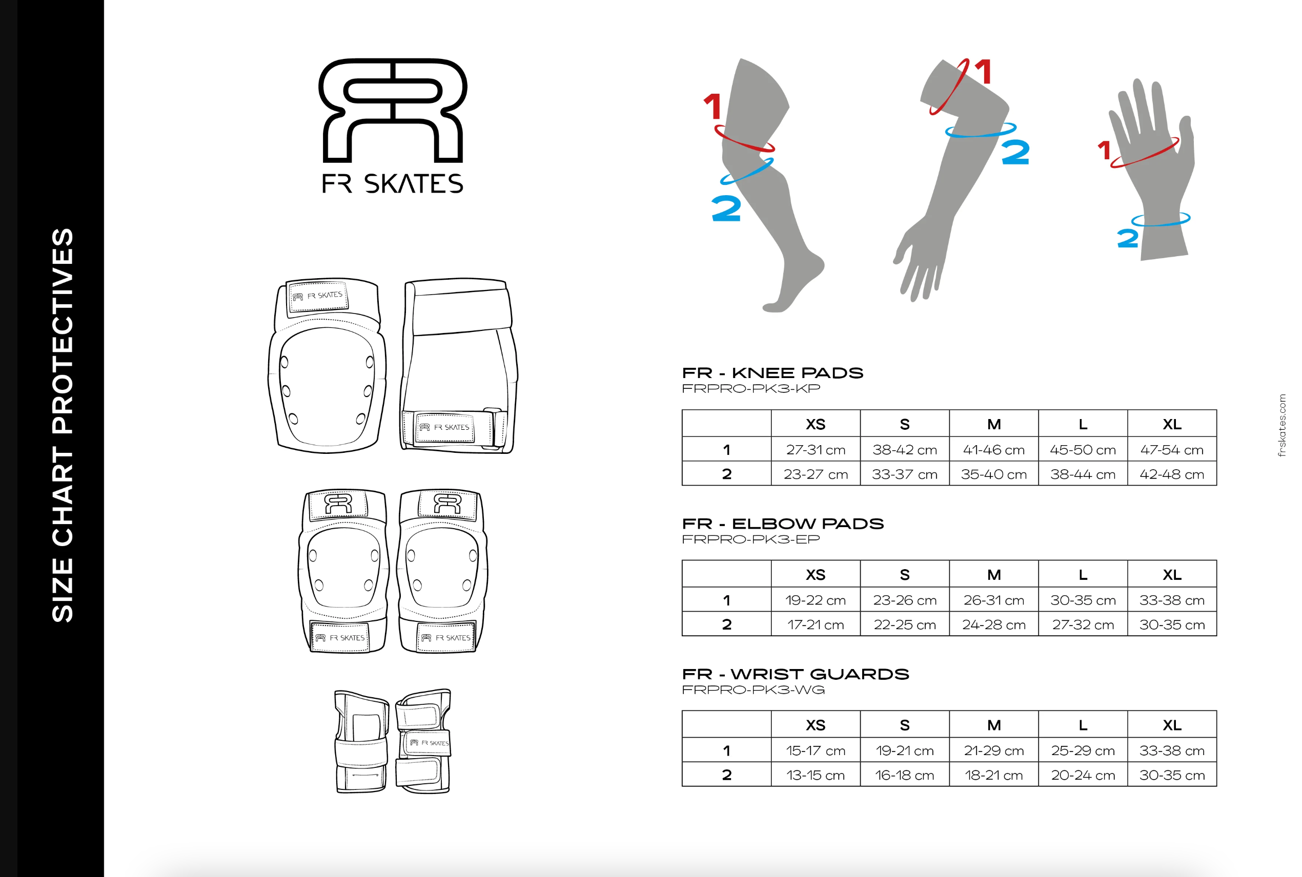 Size Chart FR Wrist Guards, Fit Guide FR Wrist Guards, Intuition Skate Shop, Skate Shops Near Me