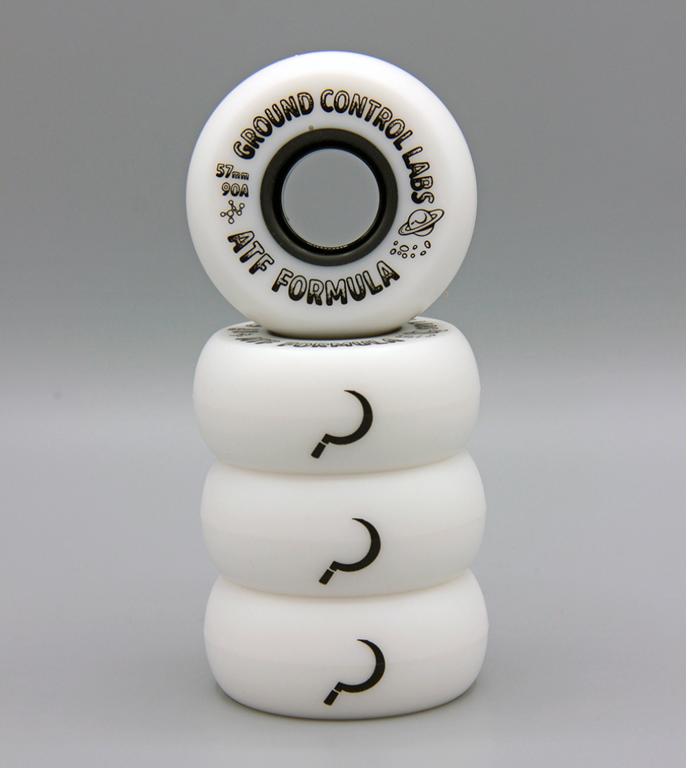 White Ground Control 57mm ATF Inline Skate Wheels at Intuition Skate Shop