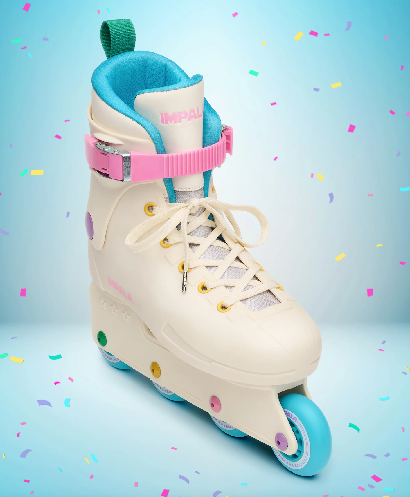 Sprinkle White and Pink and Blue Multi Color Impala Inline Skates, Intuition Skate Shop, Skate Shops Near Me, Rollerblades
