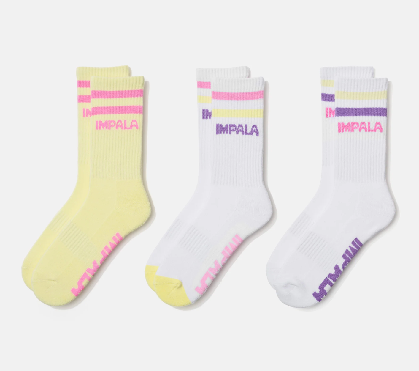 Yellow / Pink / Lavender Socks for Skating from Impala, Intuition Skate Shop, Skate Shops Near Me