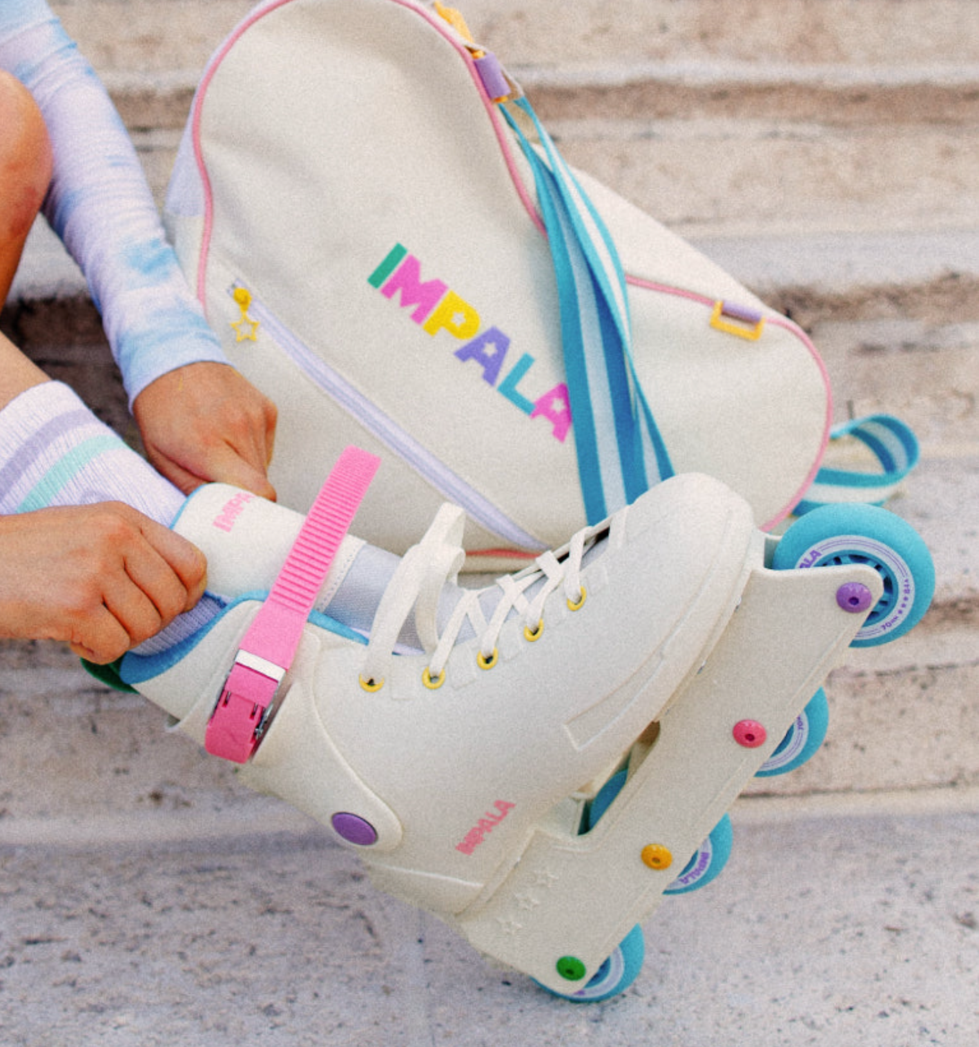Sprinkle White and Pink and Blue Multi Color Impala Inline Skates, Intuition Skate Shop, Skate Shops Near Me, Rollerblades