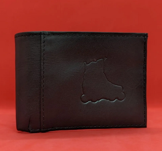 Black Leather Wallet by Kekoa at Intuition Skate Shop to Features a Rollerblade Embossed Stamp, Skate Shops Near Me, Skater Wallet