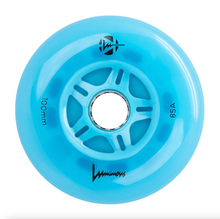 Luminous 100mm Blue Ocean Glow Light Up Inline Skate Wheels, Skate Shop, Intuition Skate Shop, Inline Skates