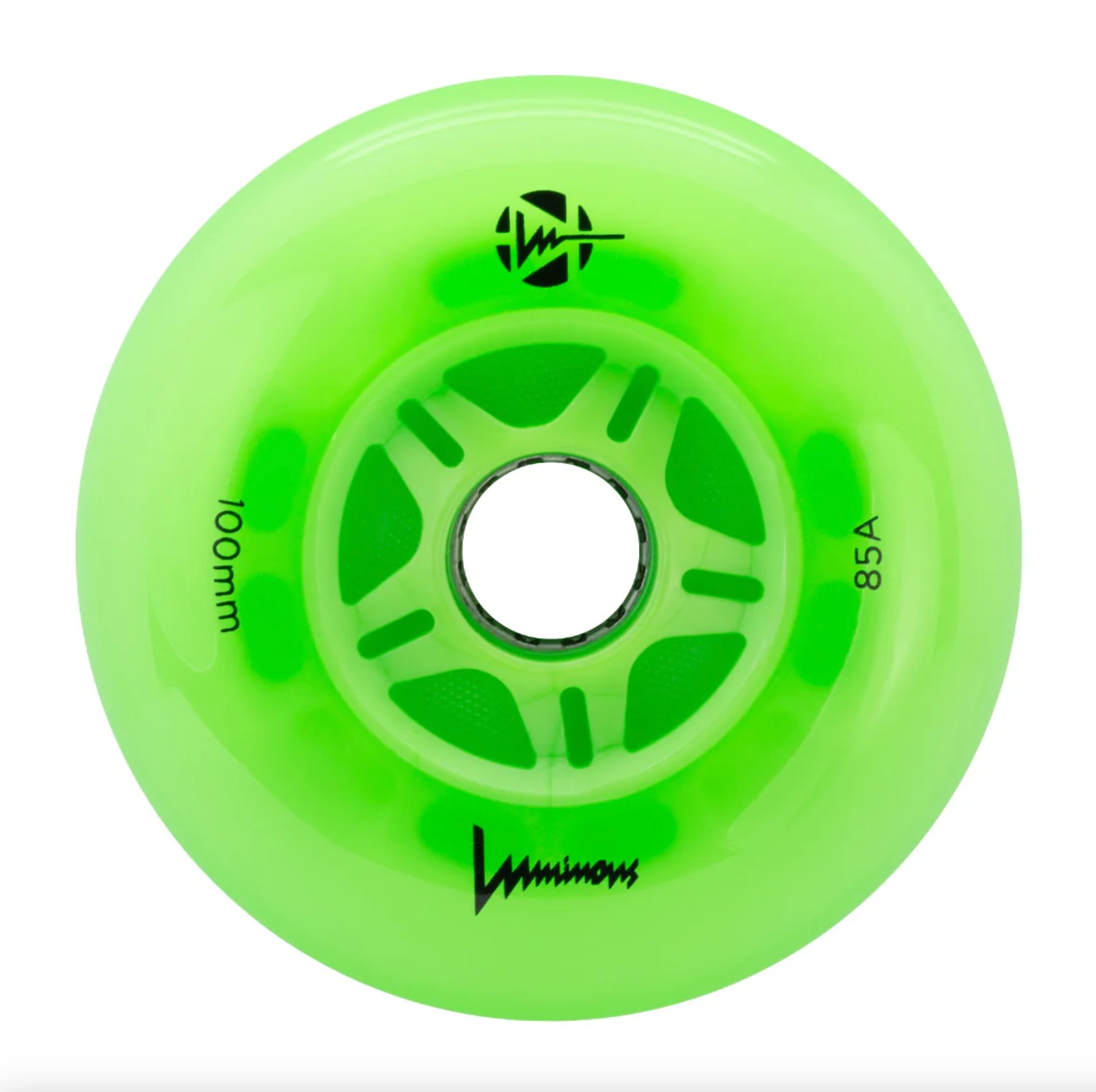 Luminous 100mm Green Apple Glow Light Up Inline Skate Wheels, Skate Shop, Intuition Skate Shop, Inline Skates