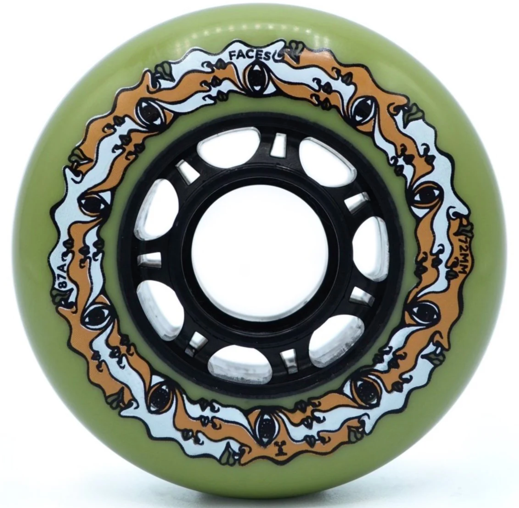 Olive Green 72mm Mushroom Blading Faces Inline Skate Wheels, Intuition Skate Shop, Skate Shops Near Me, Inline Skates
