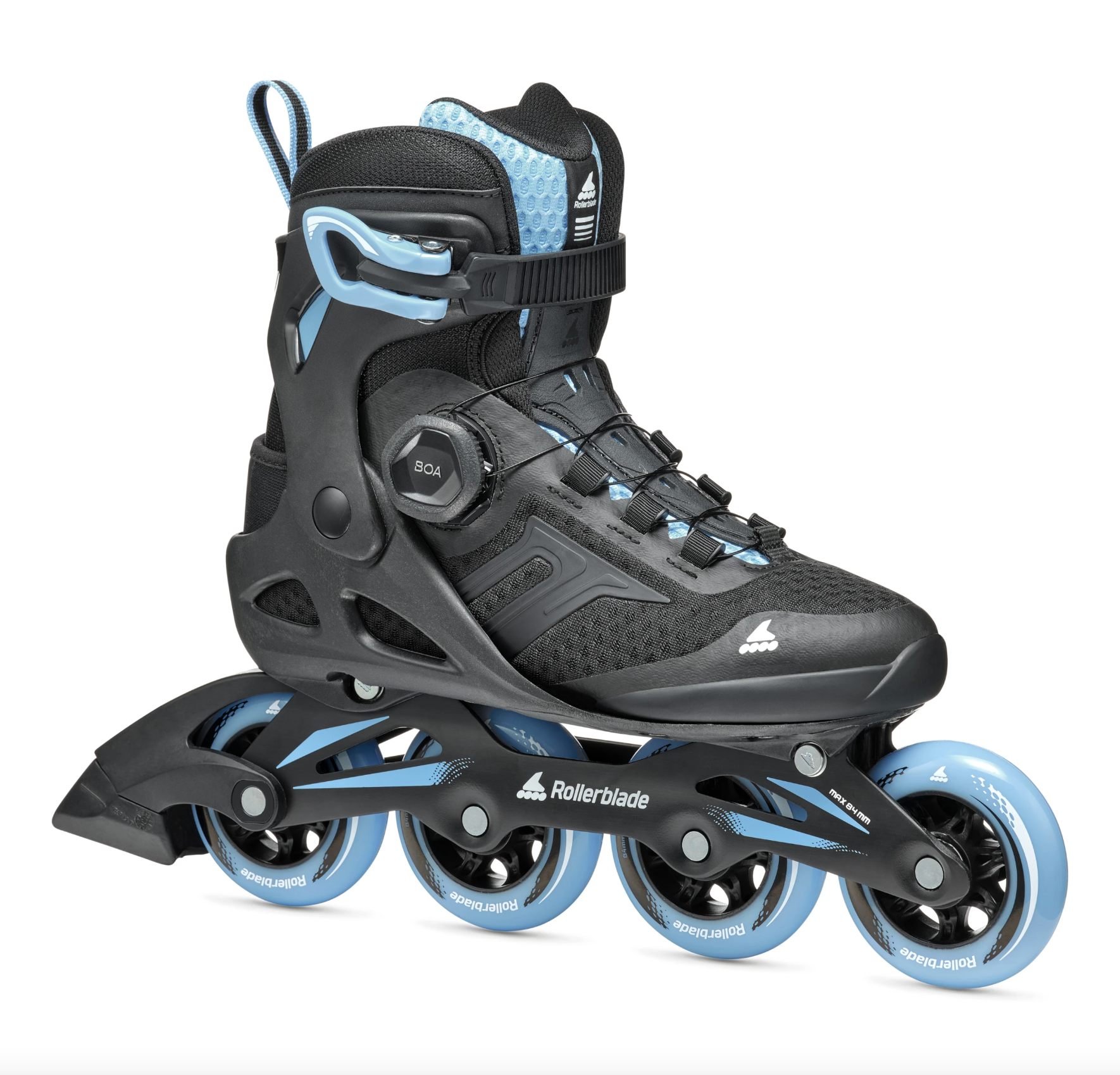 Black and Light Blue Rollerblade Macroblade 84 Women