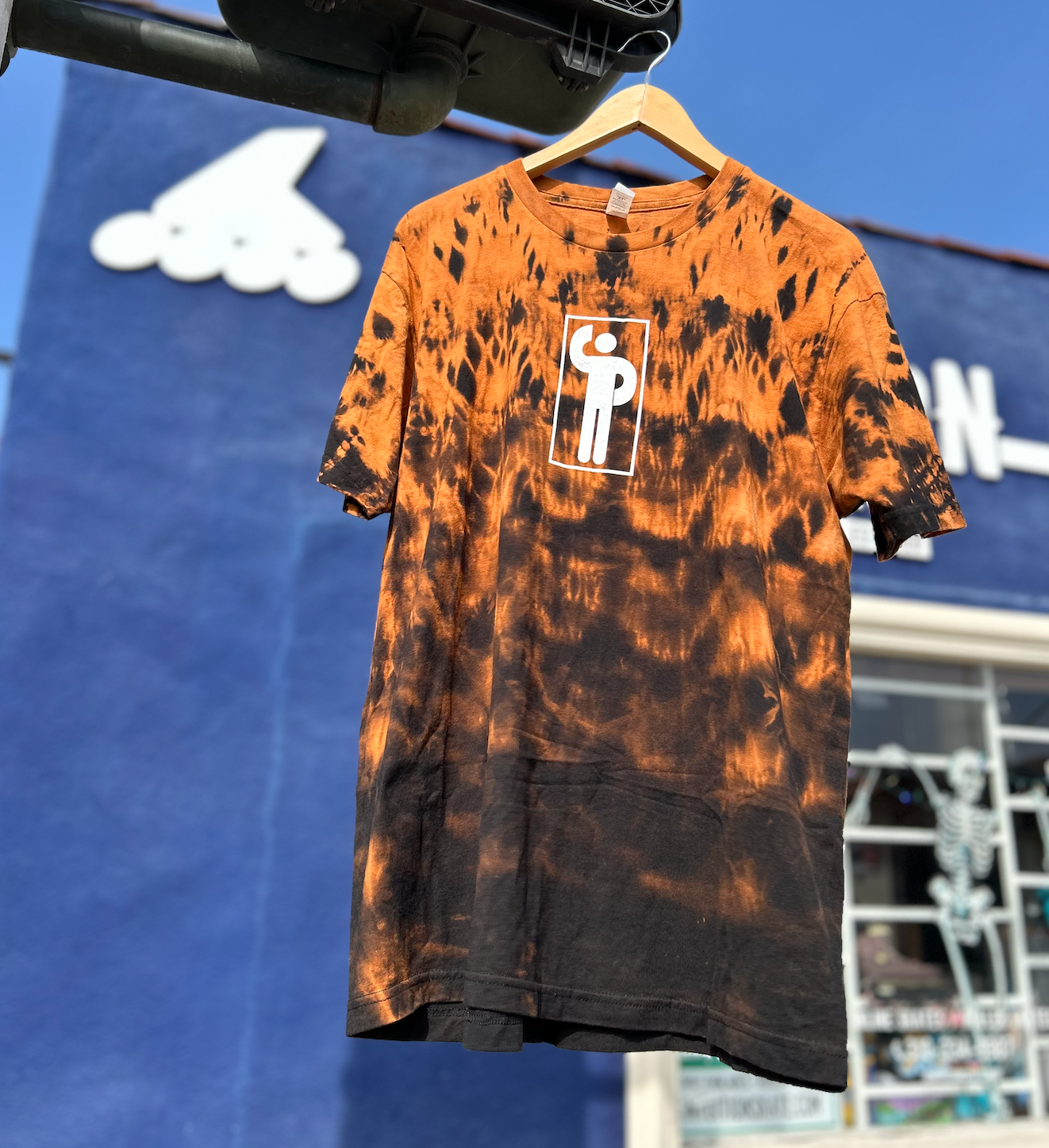 Burnt Orange and Black Tie Dye Silly Brands Silly Man Shirt, Intuition Skate Shop, Skate Shops Near Me