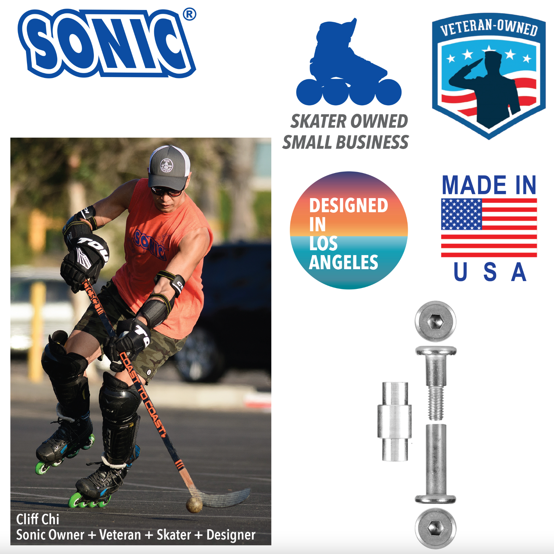 Silver Sonic 6mm Round Head Axle for Inline Skates Rollerblades, Intuition Skate Shop, Skate Shops Near Me