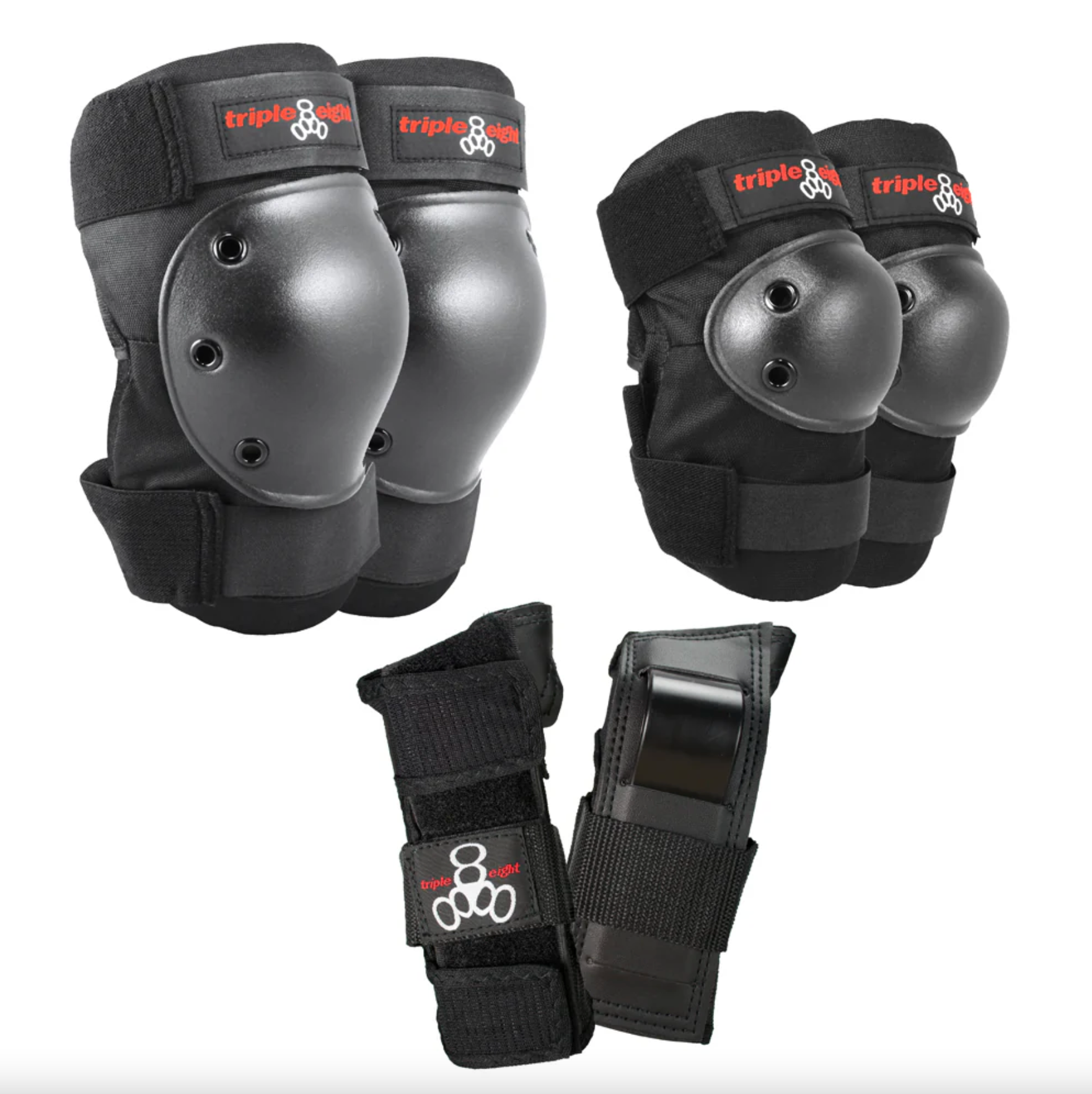 Black Triple 8 Saver Series Protective Gear Set for Skating, Intuition Skate Shop, Skate Shops Near Me, Rollerblading, Roller Skating