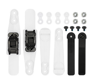 White FR Logo Double Strap Skate Parts for Inline Skates, Intuition Skate Shop, Rollerblade 45 Ratchet Straps